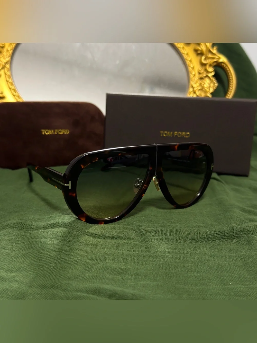 Tom Ford Tortoiseshell Shield Sunglasses with Brown Gradient Lenses